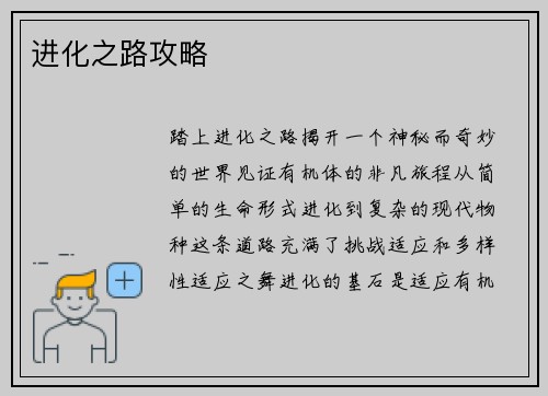 进化之路攻略